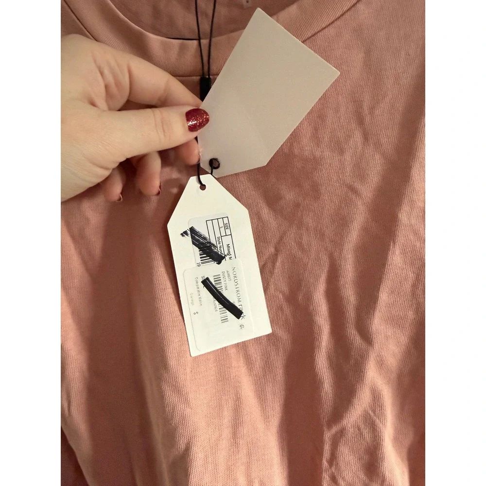 ENGLISH FACTORY Pink Scallop Trim Peplum Top Short Sleeve Crew Neck Women Size S - Picture 5 of 7